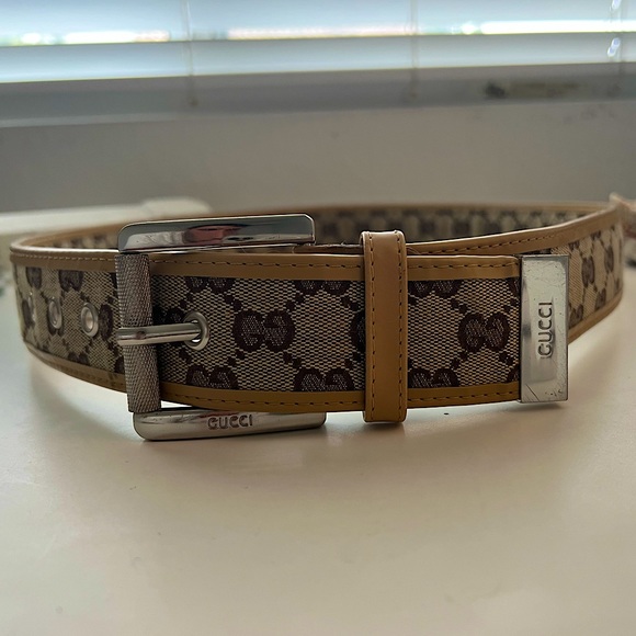 Vintage square Gucci canvas+leather belt - Picture 2 of 2